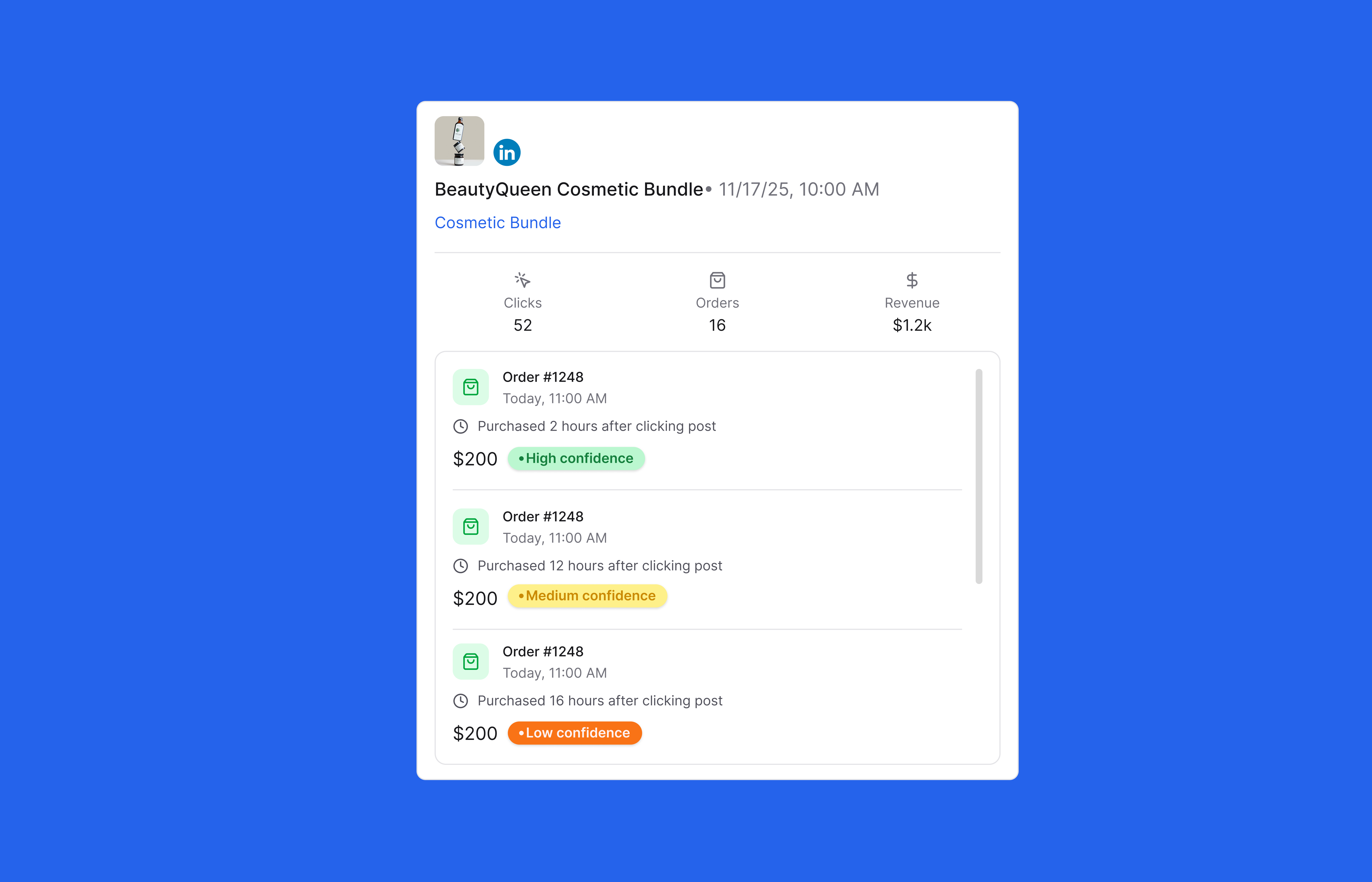 Bluumly dashboard sidebar and campaign revenue overview